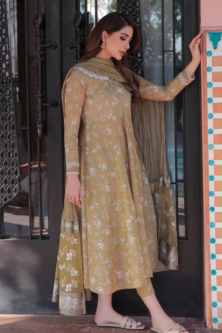 BAROQUE LAWN PRINTED EMBROIDERY DRESS 3 PIECE UNSTITCHED-T-S-2