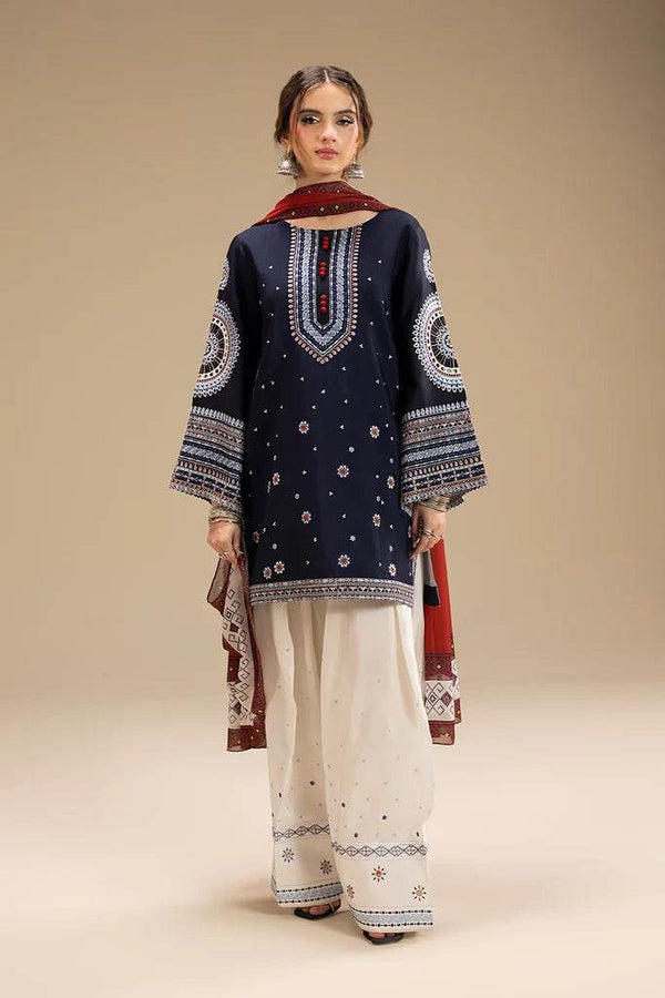 -3PC Embroidered Shirt with Digital Printed Shawl-D-O 3324