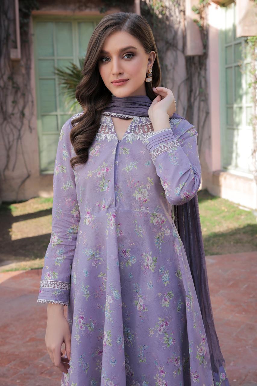 BAROQUE LAWN PRINTED EMBROIDERY DRESS 3 PIECE UNSTITCHED -T-S-3