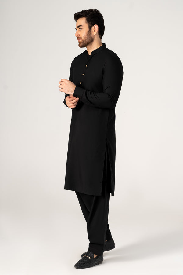 Special Jet Black Wash & Wear Unstitched Suit MF-06