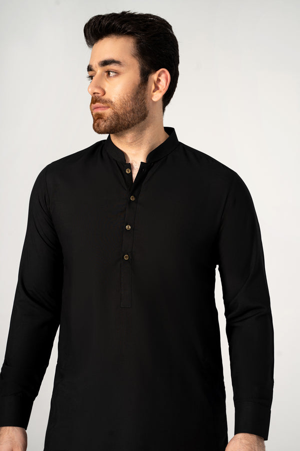 Special Jet Black Wash & Wear Unstitched Suit MF-06