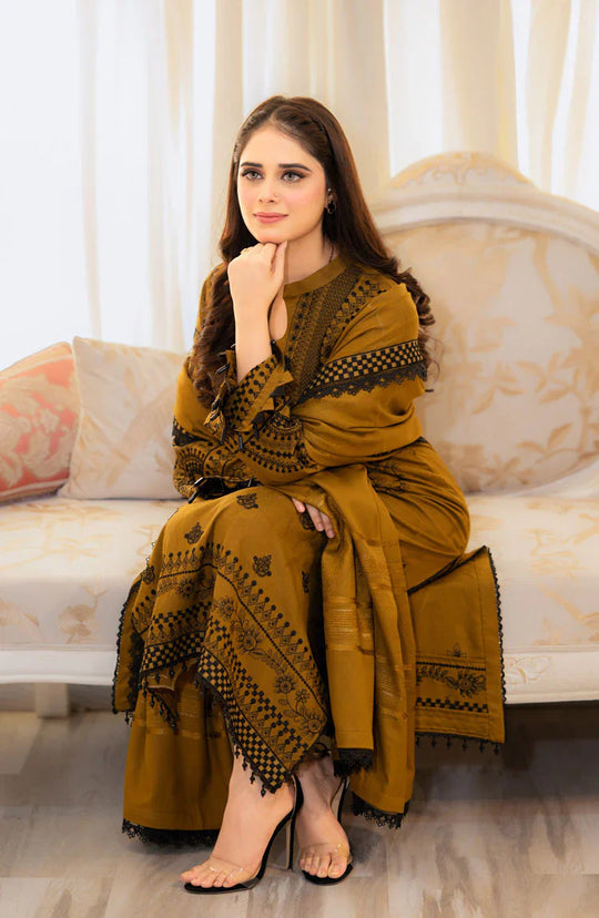 Wedding session 3PC Embroidered Shirt with Embroidered Shawl -D-O 3398
