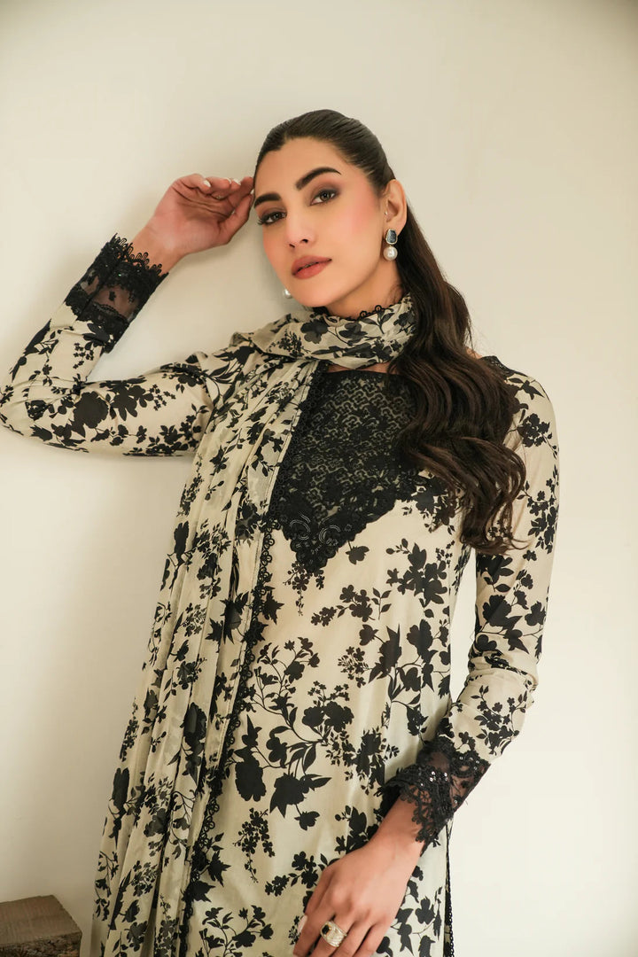 BLACK AND WHITE DIGITAL PRINTED SWISS LAWN |