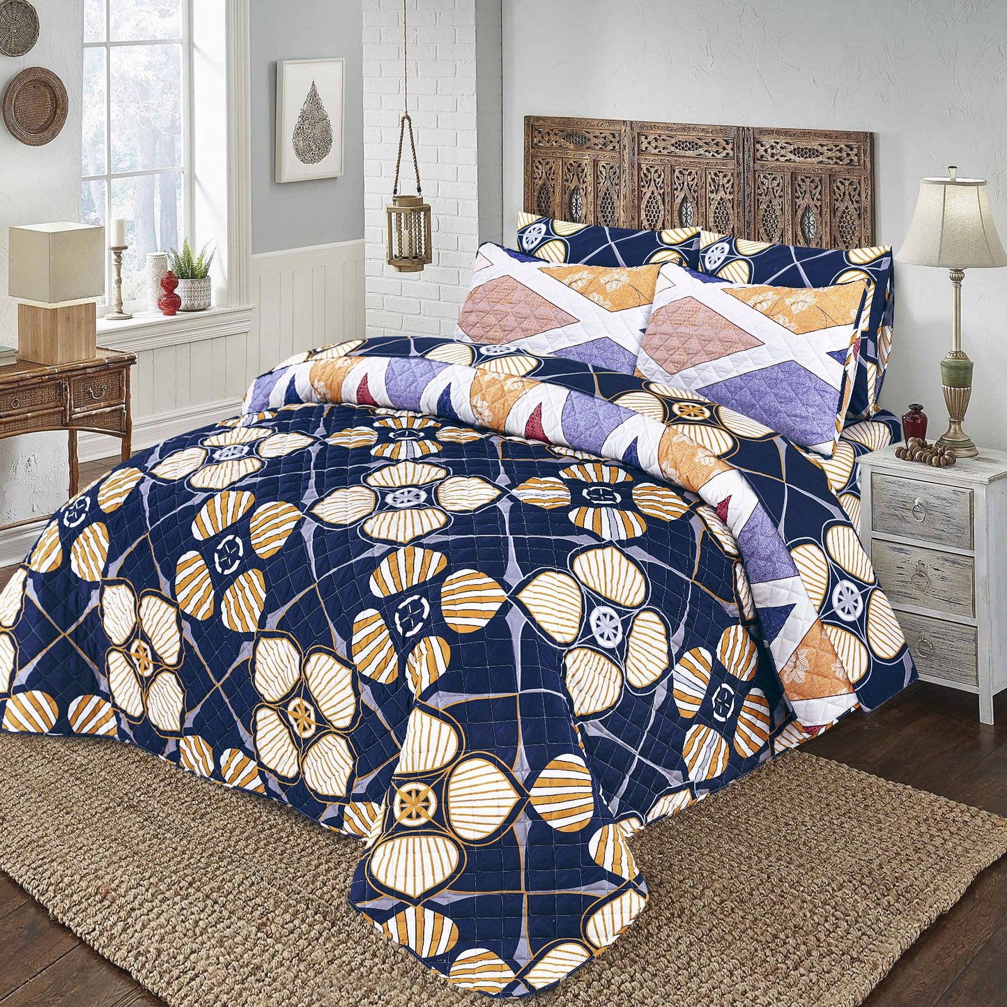 6 PCs print Quilted Comforter Set premium Bad set summer collection