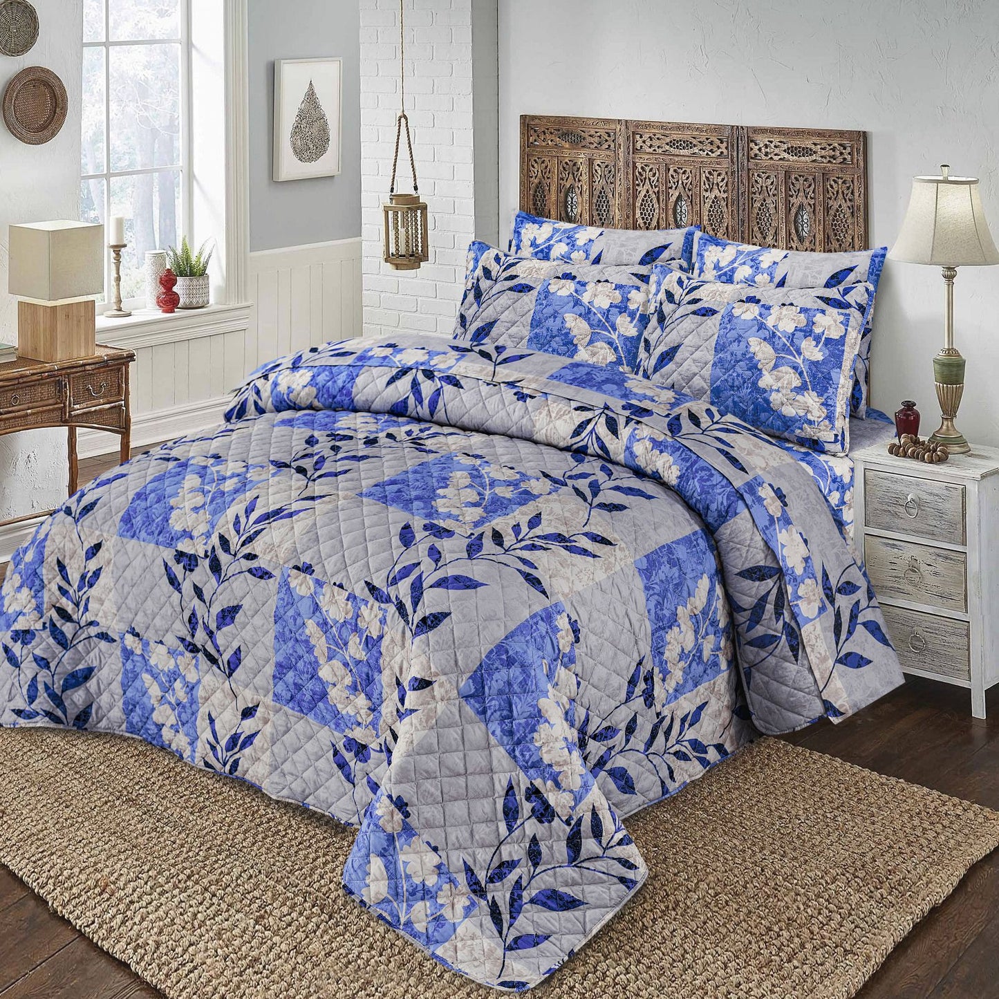 6 PCs print Quilted Comforter Set premium Bad set summer collection