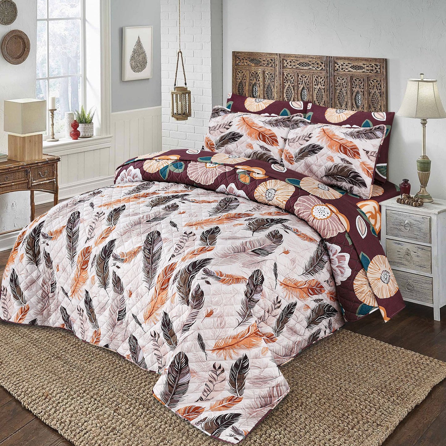 6 PCs print Quilted Comforter Set premium Bad set summer collection