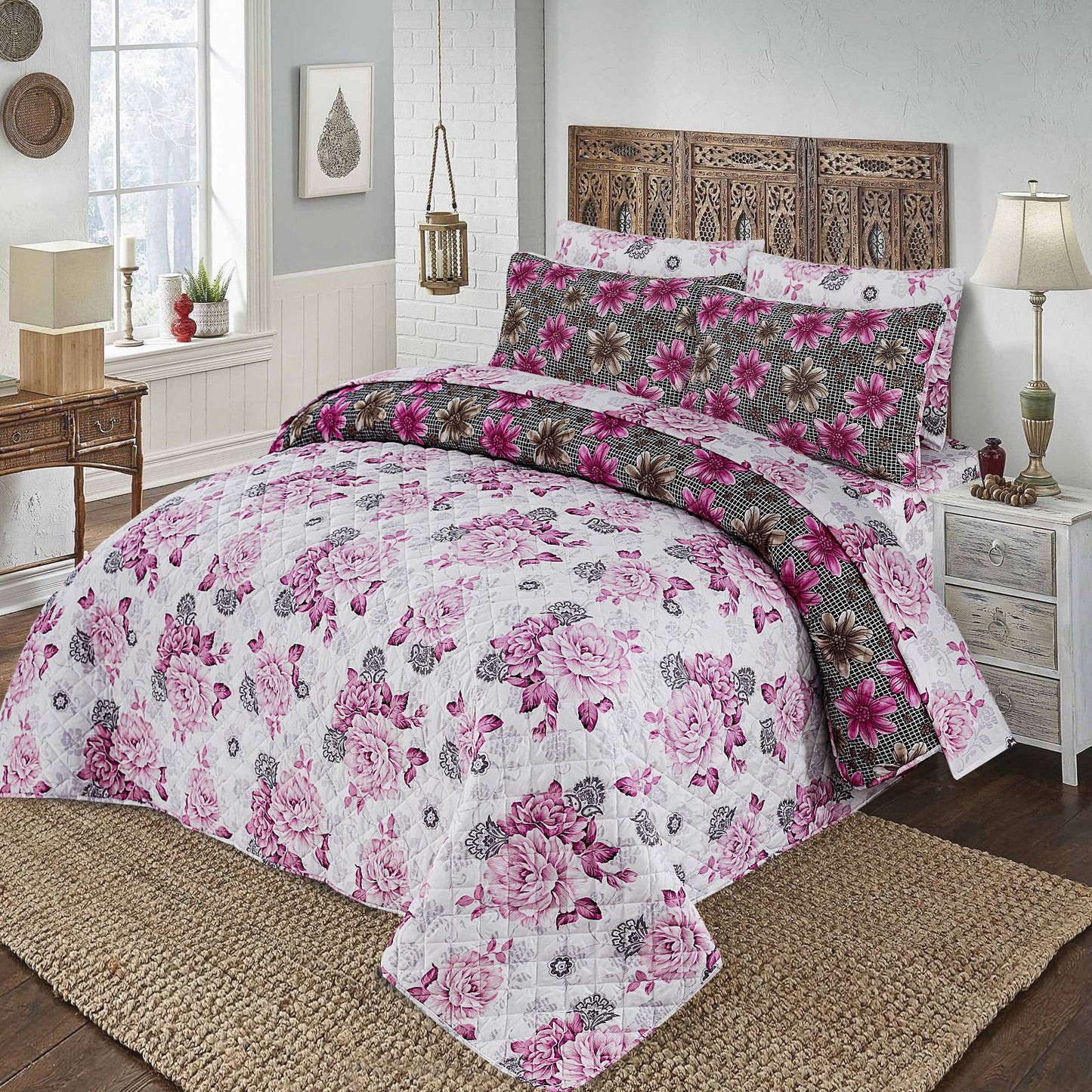 6 PCs print Quilted Comforter Set premium Bad set summer collection