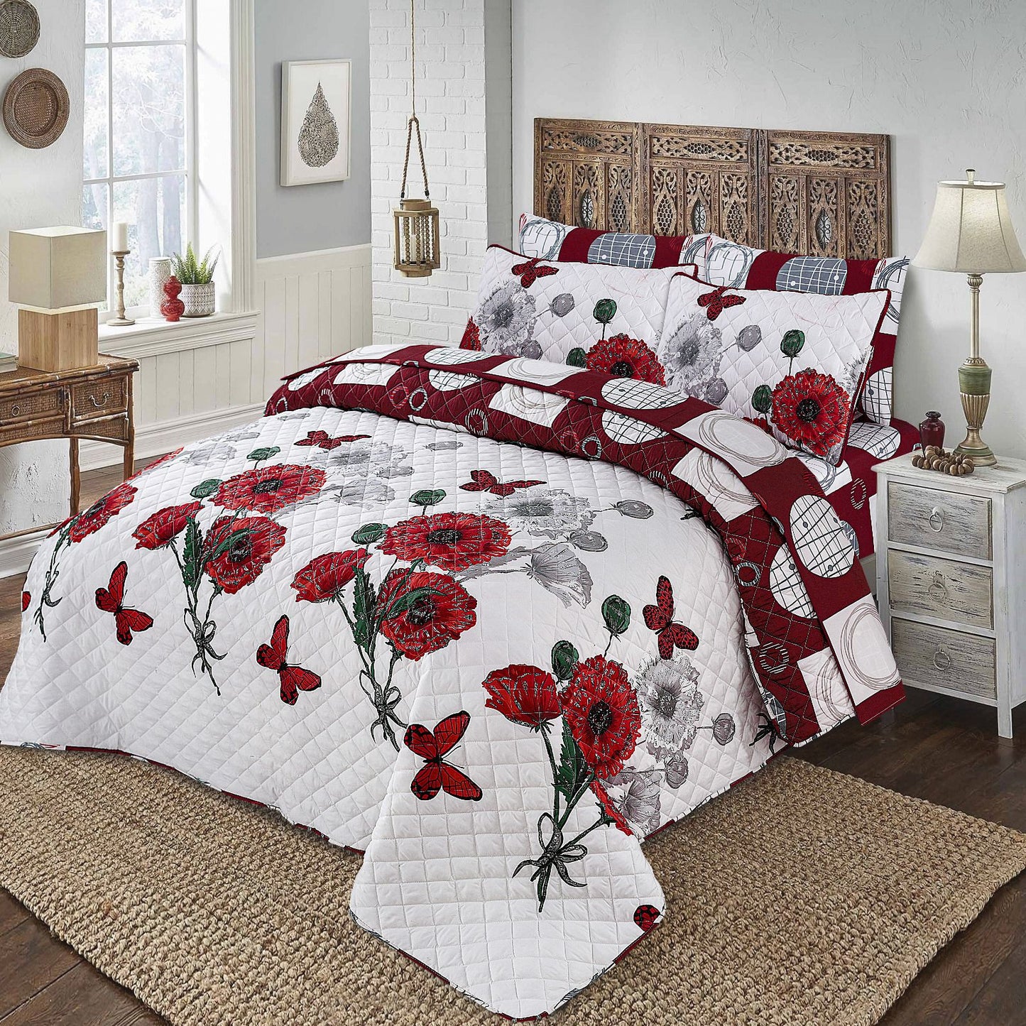 6 PCs print Quilted Comforter Set premium Bad set summer collection