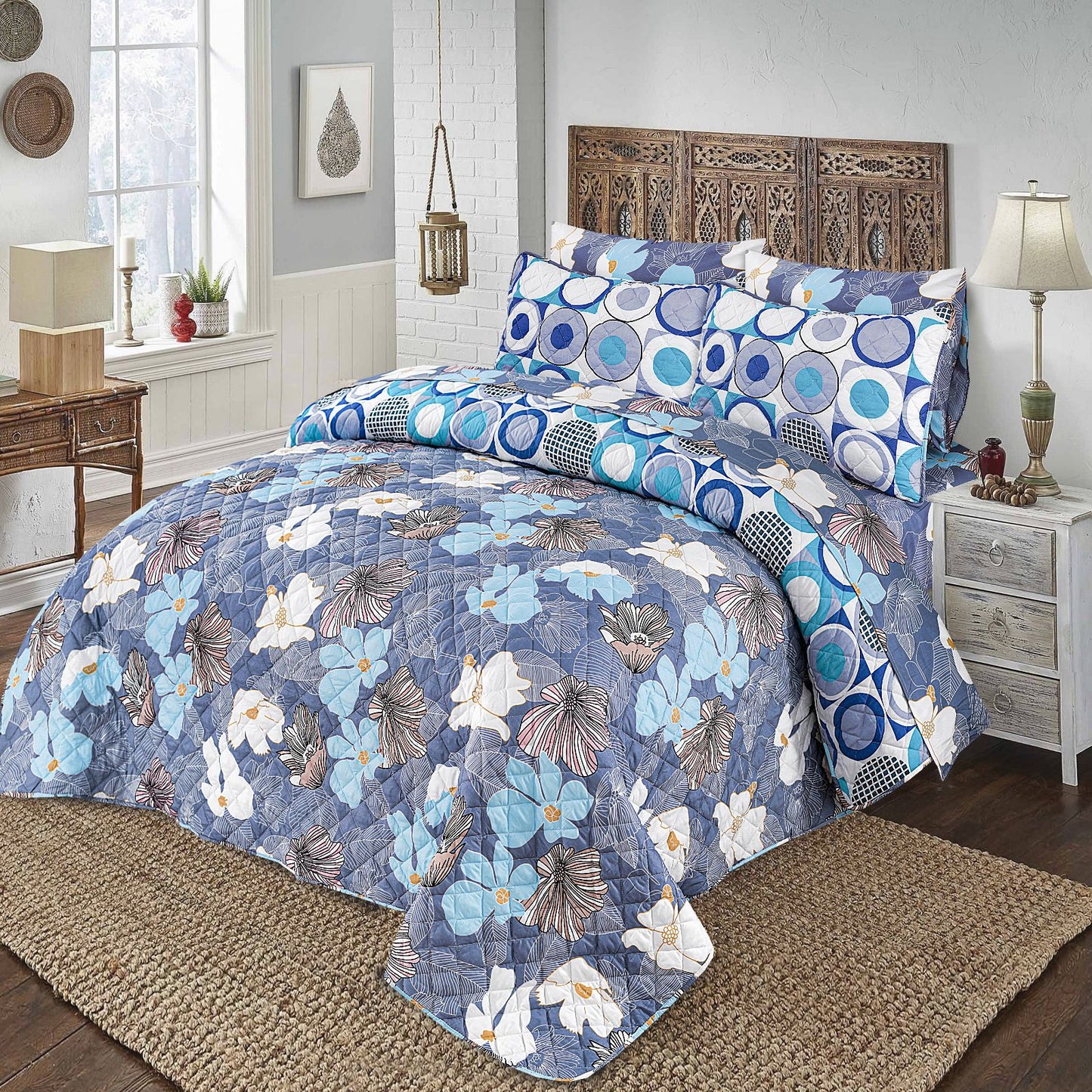 6 PCs print Quilted Comforter Set premium Bad set summer collection