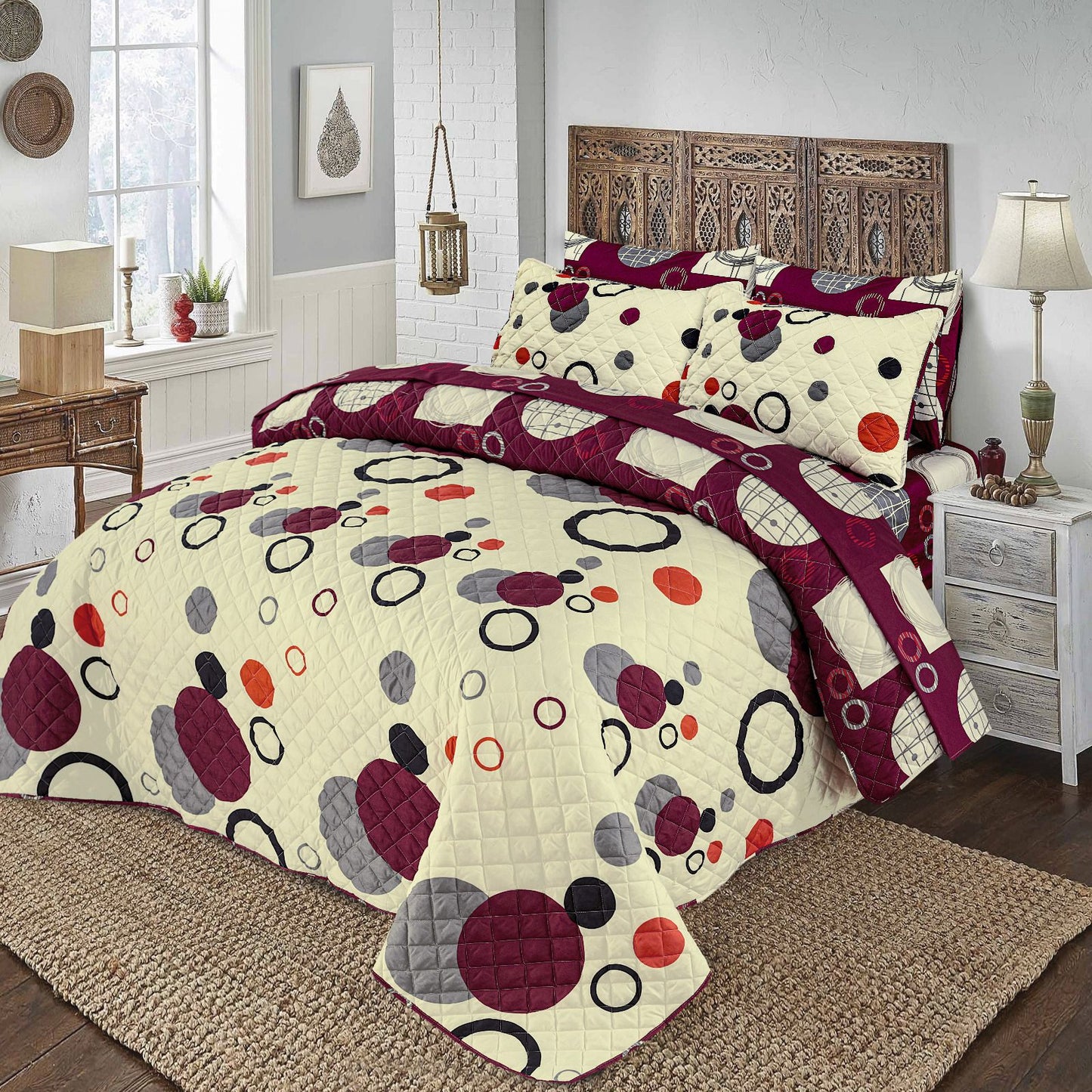 6 PCs print Quilted Comforter Set premium Bad set summer collection