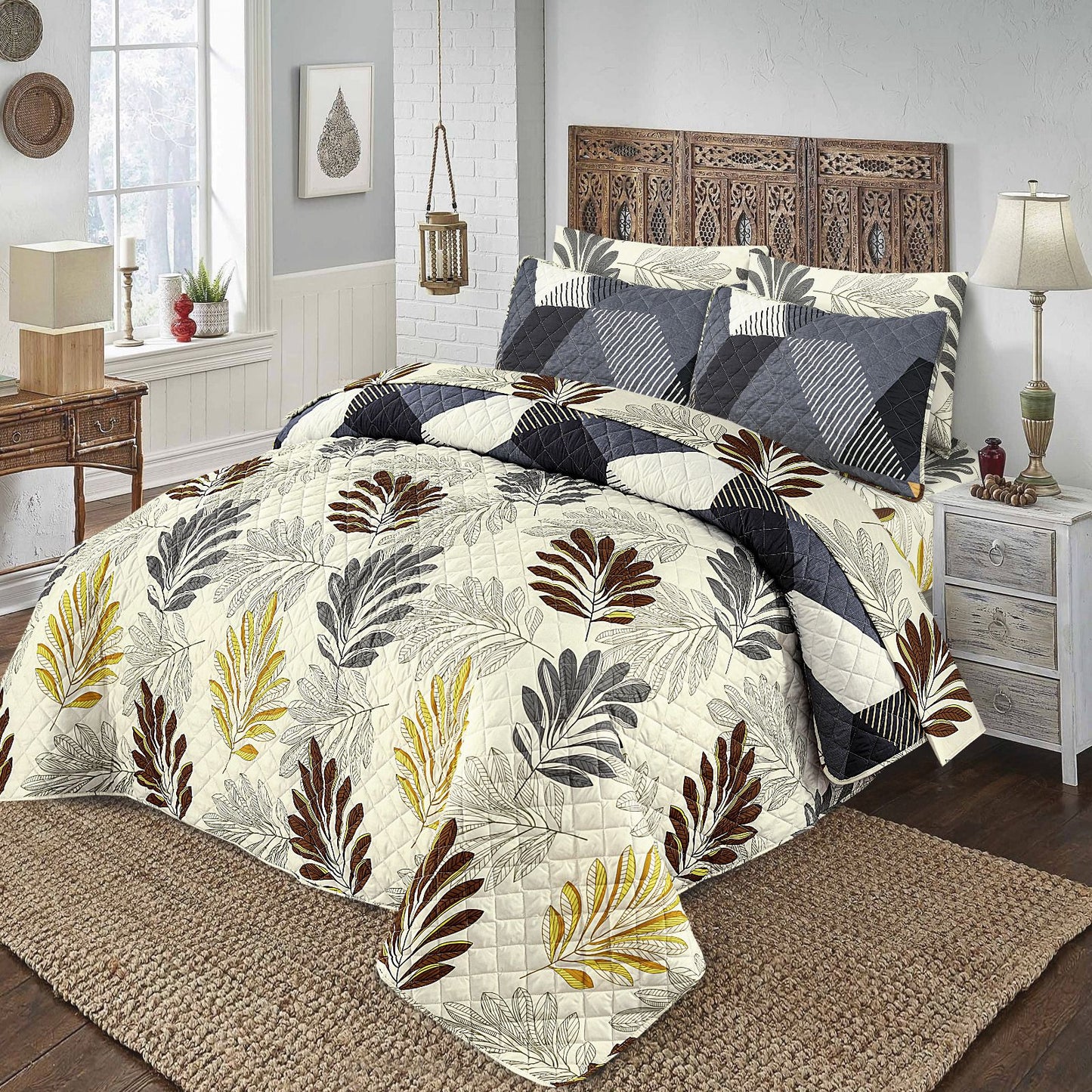 6 PCs print Quilted Comforter Set premium Bad set summer collection