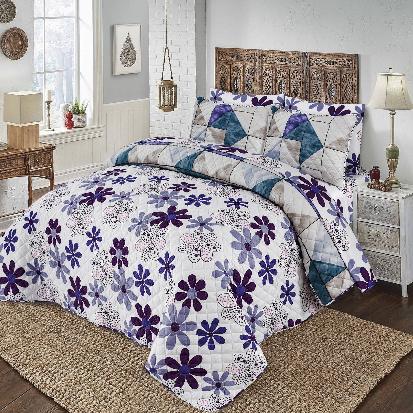 6 PCs print Quilted Comforter Set premium Bad set summer collection