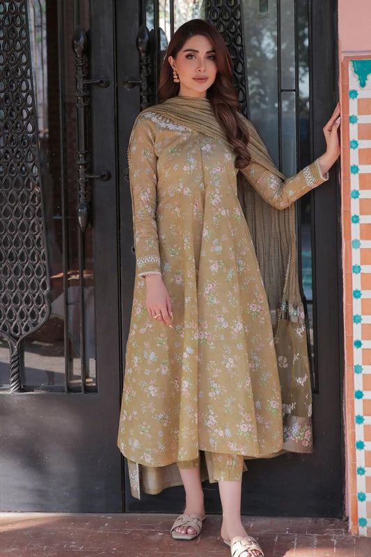 BAROQUE LAWN PRINTED EMBROIDERY DRESS 3 PIECE UNSTITCHED-T-S-2
