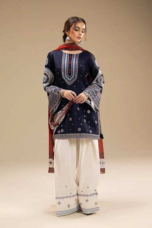 -3PC Embroidered Shirt with Digital Printed Shawl-D-O 3324