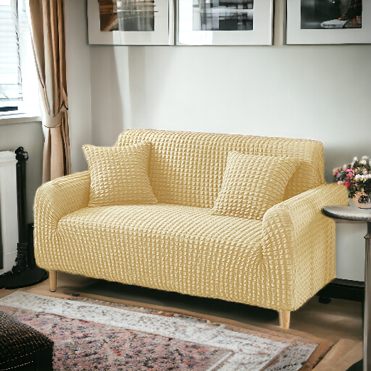 Bubble Stuff Fitted Sofa Cover | Skin Golden Color